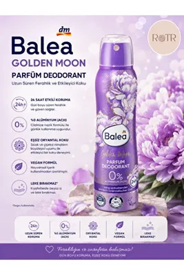 BALEA Deodorant Spray Golden Moon – 150 ml, Kalıcı 24 Saat Koku & Vegan Deodorant, Beyaz İz Bırakmaz