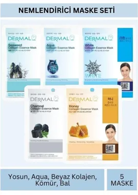 Dermal Nemlendirici Deniz Yosunu Aqua Beyaz Kömür Bal Özlü Maske Seti 23gr x 5 Adet