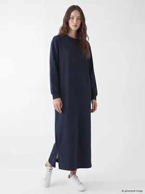 LCW Modest Bisiklet Yaka A Kesim Sweat Elbise