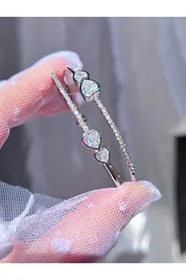 perry accessories gema bileklik çok renkli gümüş renk pembe kalp kelebek yonca kelepçe kararmaz çelik bileklik