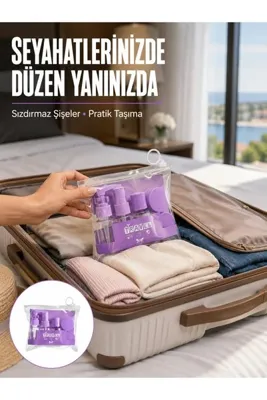 EkoAlışverişDünyam 5 Parça Seyahat Kişisel Bakım Seti Şişe Sprey Krem Kutulu Yeni Nesil