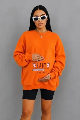 DM DOLCE MORE 3 İPLİK PENYE BABY LOADİNG BASKILI HAMİLE SWEATSHIRT JQ5