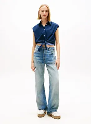 Tommy Jeans Lacivert Kadın Pamuklu Gömlek TJW TIE FRONT POPLIN SHIRT