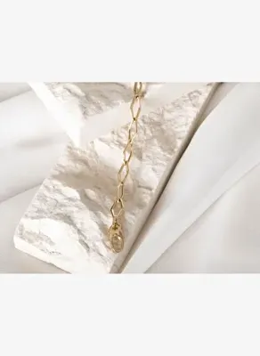 Safir Mücevher Altın Geometrik Ataç Bileklik
