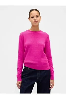 GAP Kadın Pembe CashSoft Bisiklet Yaka Kazak