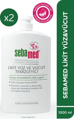 Sebamed Hassas Ciltler İçin Pentavitin Nemlendirici Etkili Yüz ve Vücut Temizleme Jeli 1000 ML x 2 Adet