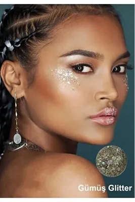 Serashine Jel Form Makyaj Simleri Glitter Işıltılı Yüz Makyajı Gümüş