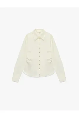 Koton Metal Düğmeli Slim Fit Pamuklu Klasik Yaka Uzun Kollu Drapeli Poplin Gömlek