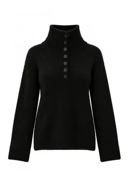 TRENDYOLMİLLA Wardrobe Essentials Siyah Yumuşak Dokulu Özel İplik Triko Kazak TWOAW27KZ00115