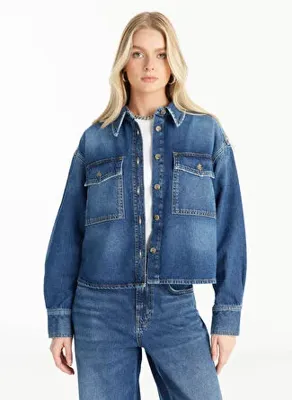 Ted Baker KOYU MAVİ KUTU FORM JEAN GÖMLEK