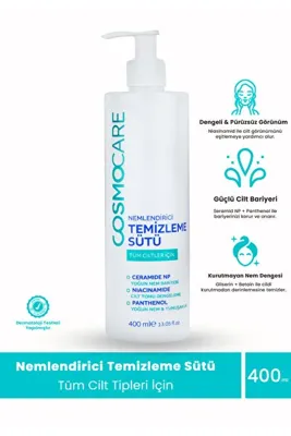 Cosmocare Nemlendirici Makyaj Temizleme Sütü Cilt Bariyeri Destekleyici Ceramide Niacinamide 400 ml