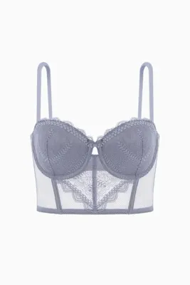 Wonna Fashion 2501 Rosali Soft Push Up Dolgulu Dantelli Büstiyer Sütyen Gri