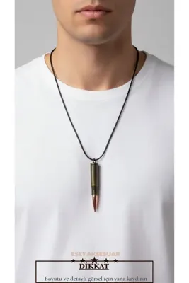 Esey Dizayn Mermi Kurşun Metal Kolye ( Rengi Yenilendi )