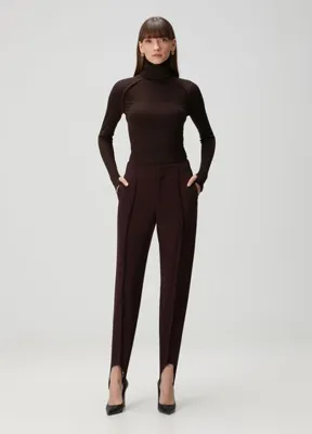 Victoria Beckham Koyu Kahverengi Yün Pantolon