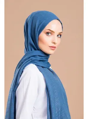 19v69 ITALIA Düz Renk Cotton Seri Şal Askısı ile Birlikte 75x200 cm Petrol Mavi