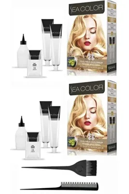SEA COLOR Bir Kutuda 2 Boyama X2 Adet 10.0 Sedef Sarı+tarak-fırça