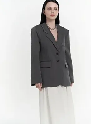 MAI STUDIOS CO. Volda Yaka Detay Antrasit Blazer