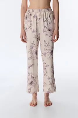 Penti Pastel Bej Petal Saten Çiçekli Pijama Altı