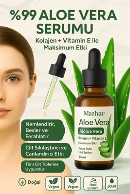 mazhar Aloe Vera Kolajen Serum Collagen Cilt Yüz Serumu Sıkılaştırıcı Ve Nemlendirici Hyaluronik Asit