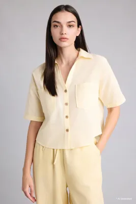 Defacto Boxy Fit Keten Karışımlı Gömlek