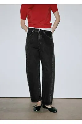 MANGO Woman Dikişli balon jean pantolon