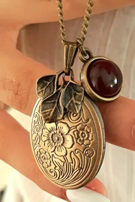 LADYMİRAGE Sonbahar Kapaklı Madalyon Kolye