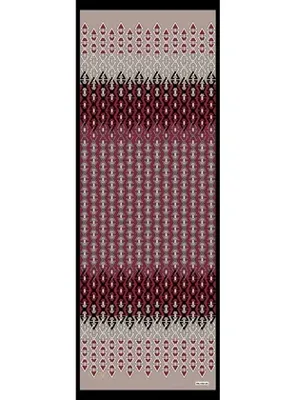 19v69 ITALIA Desenli Kesik Elyaf Seri Şal Askısı İle Birlikte 72x200 Bordo Vizon