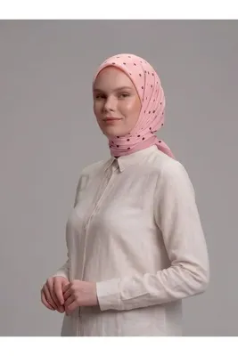 Ayshara Puan Desenli Tek Taraflı Eşarp - Pembe