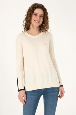 U.S. Polo Assn. Kadın Krem Bisiklet Yaka Kazak 50308922-VR256