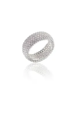 Söğütlü Silver Tamtur Beş Sıralı Zirkon Taşlı Rodajlı Yüzük Sgtl5730