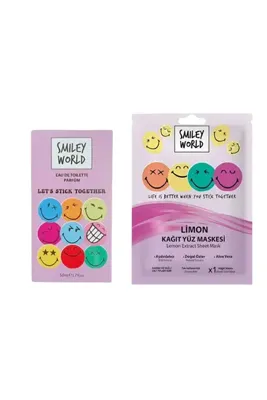 SMILEY WORLD Lisanslı Çocuk Parfümü 50ml & Smiley Desenli Face Yüz Maskesi ile Eğlenceli Cilt Bakımı