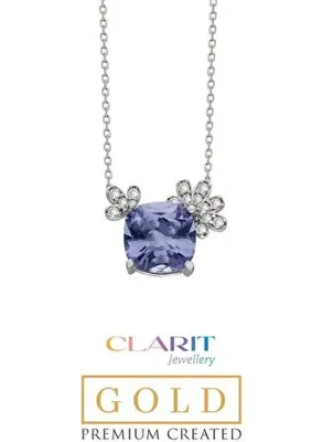 So Chic Created Alexandrite Taşlı Clarit Serisi 14 Ayar Beyaz Altın Kolye