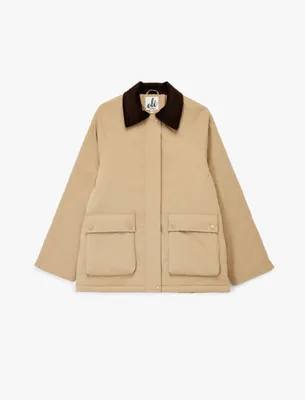Koton Kadife Yaka Uzun Kollu Cep Detaylı Oversize Anorak Ceket