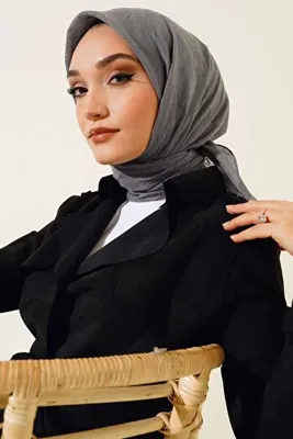 m moon scarf Premium Bambu Kraş Eşarp Koyu Füme