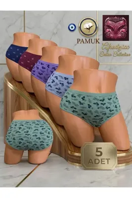 Afrodizyac 5'li Günlük Desenli Pamuk Orta Yüksek Bel Slip (extra Esnek)