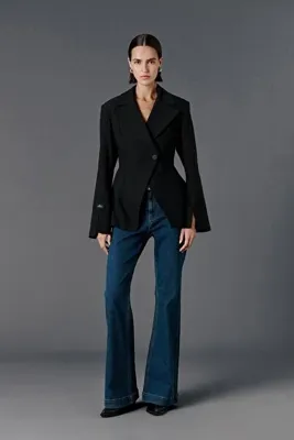 Vatkalı Kruvaze vücuda oturan blazer - Premium Collection
