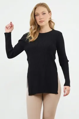 Fulla Moda Fitilli Bisiklet Yaka Triko Kazak