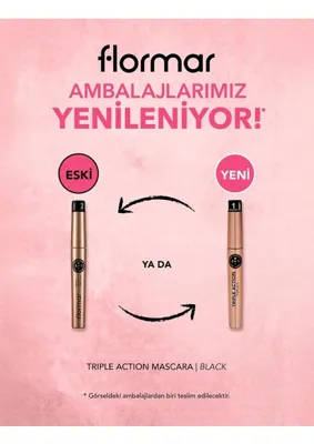 Flormar 3 Kademeli Ayarlanabilir Maskara (Siyah) - Triple Action Mascara - 001-8690604275588