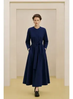 Mevra AURA | Gizli Fermuarlı Minimal Elbise Lacivert