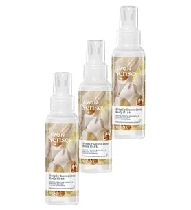 Avon Simply Luxurious Beyaz Şeftali ve Vanilya Orkide Kokulu Vücut Spreyi 100 Ml. Üçlü Set