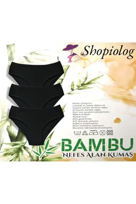 Shopiolog Nefes Alabilen Bambu Kumaş Ekstra Esnek ve Yumuşak Dokulu 3'Lü Kadın Külot