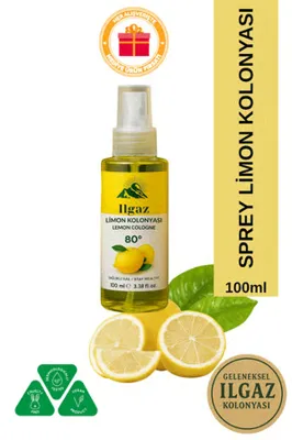 ILGAZ Klasik Limon Kolonyası 100 ml Çanta Boy Sprey | 80 Derece Ferahlatıcı ve Hijyenik Kolonya