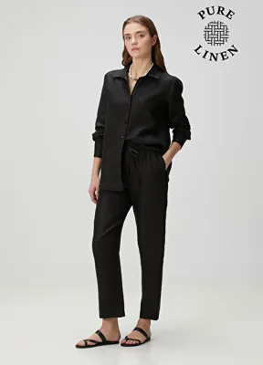 Beymen Collection Siyah Keten Pijama Pantolon