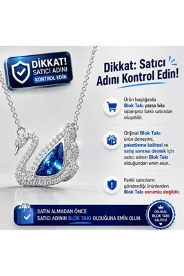 Blok Takı Mavi Kuğulu Kolye