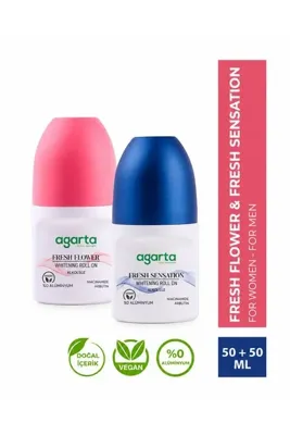 Agarta Kadın Fresh Flower Roll-on + Erkek Fresh Sensatıon Roll-on 2x50 ml