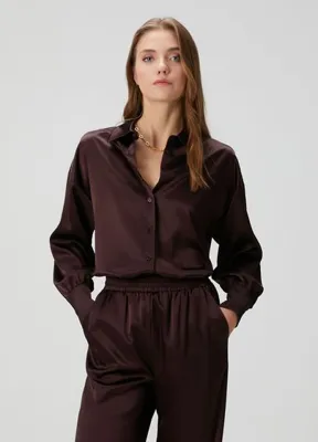 Beymen Collection Mürdüm Saten Gömlek