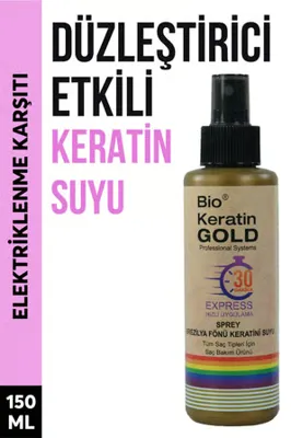 Bio Keratin Gold Brezilya Fönü Keratini Suyu 150 ml Pürüzsüzleştirici Etkili Plastik Sprey
