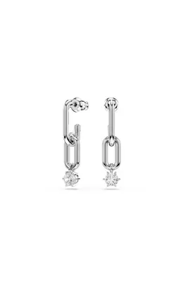 Swarovski Constella damla küpeler, Yuvarlak kesim, Beyaz, Rodyum kaplama
