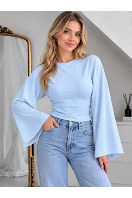 BAYLIN FASHION Kadın Modal Kumaş Pamuklu Tesettüre Uygun Bel Oturtmalı Bluz