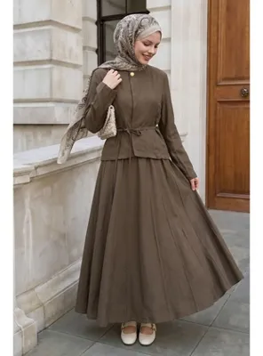 InStyle Eteği Dikişli İkili Kahverengi Takım